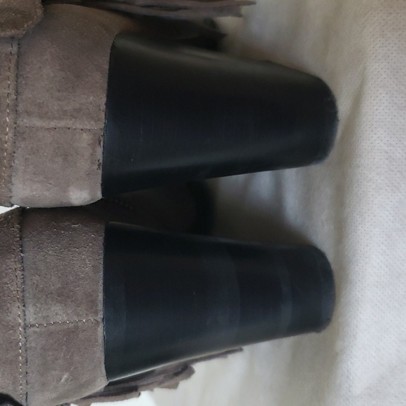 The Kooples fringe buckle genuine leather ankle booties, gray, women's 40 - Picture 7 of 12